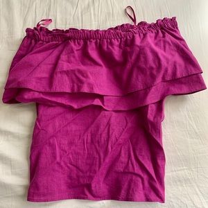 bcbgmaxazria flounced off the shoulder blouse